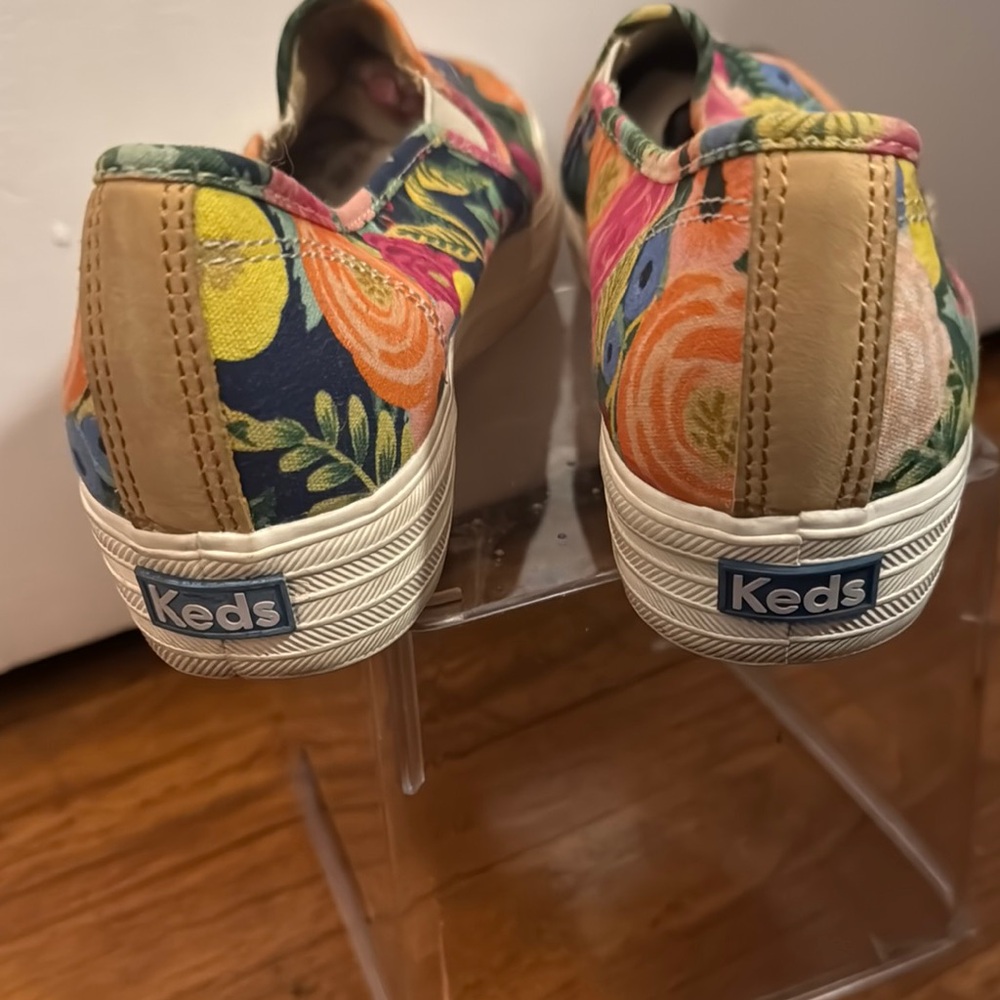 Keds Rifle Paper Co. Cream Floral Slip-On Sneakers with White Rubber Sole - Picture 3 of 5